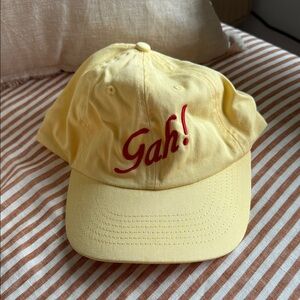 Lisa Says Gah Bright Yellow Hat with Red Embroidery